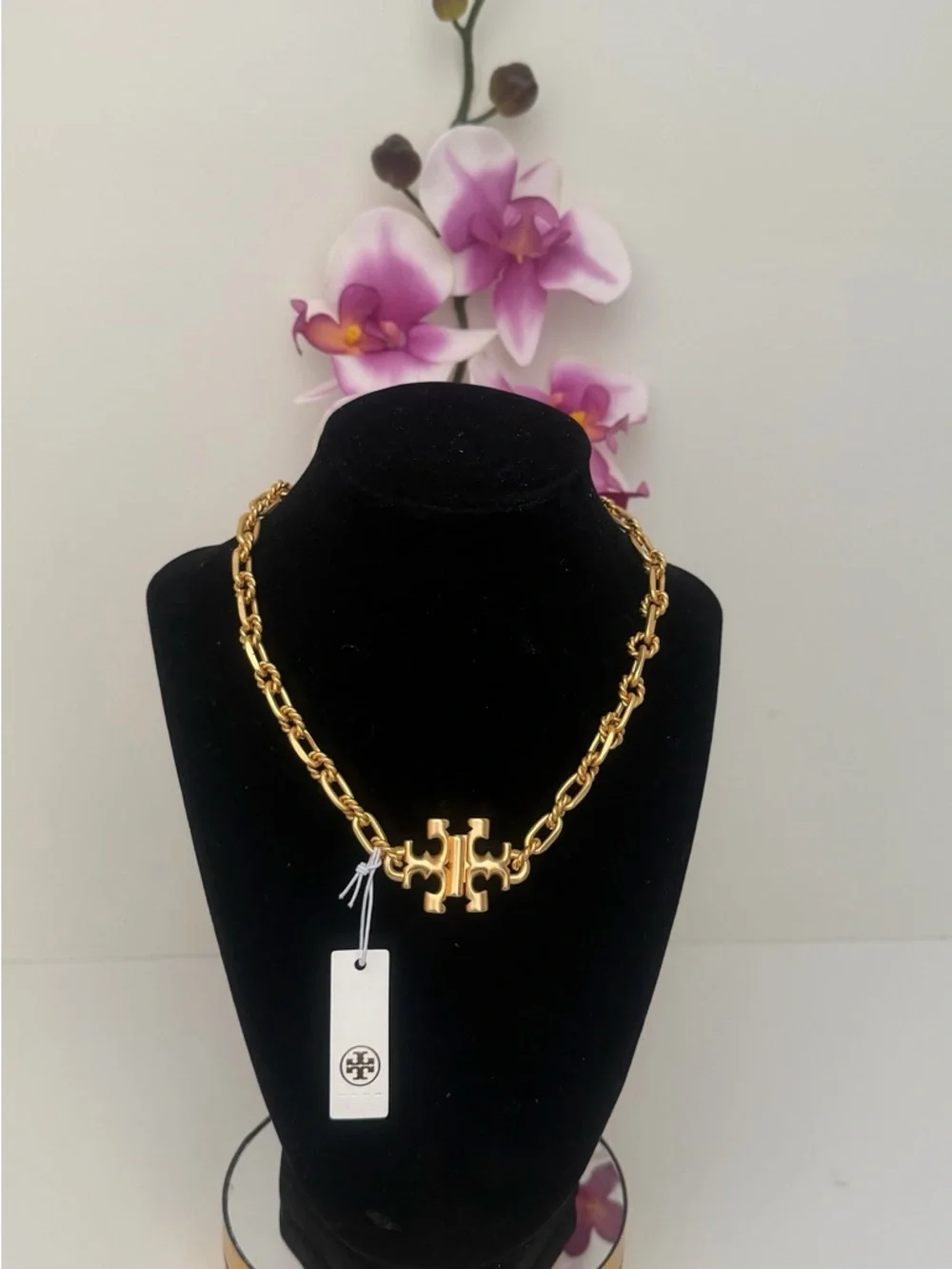 Tory Burch Authentic Statement Necklace .18k Gold Plated NEW